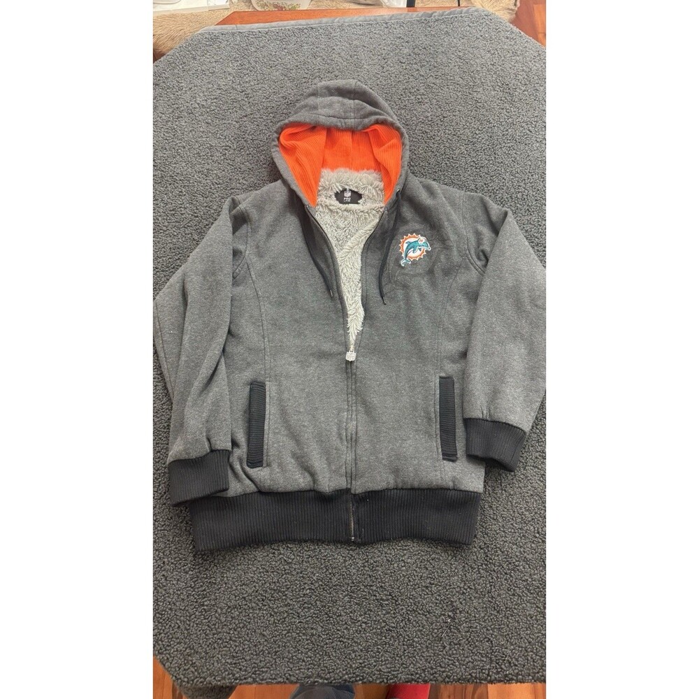 Miami Dolphins Jacket NFL Pro Line Sherpa Lined Size XL Unisex